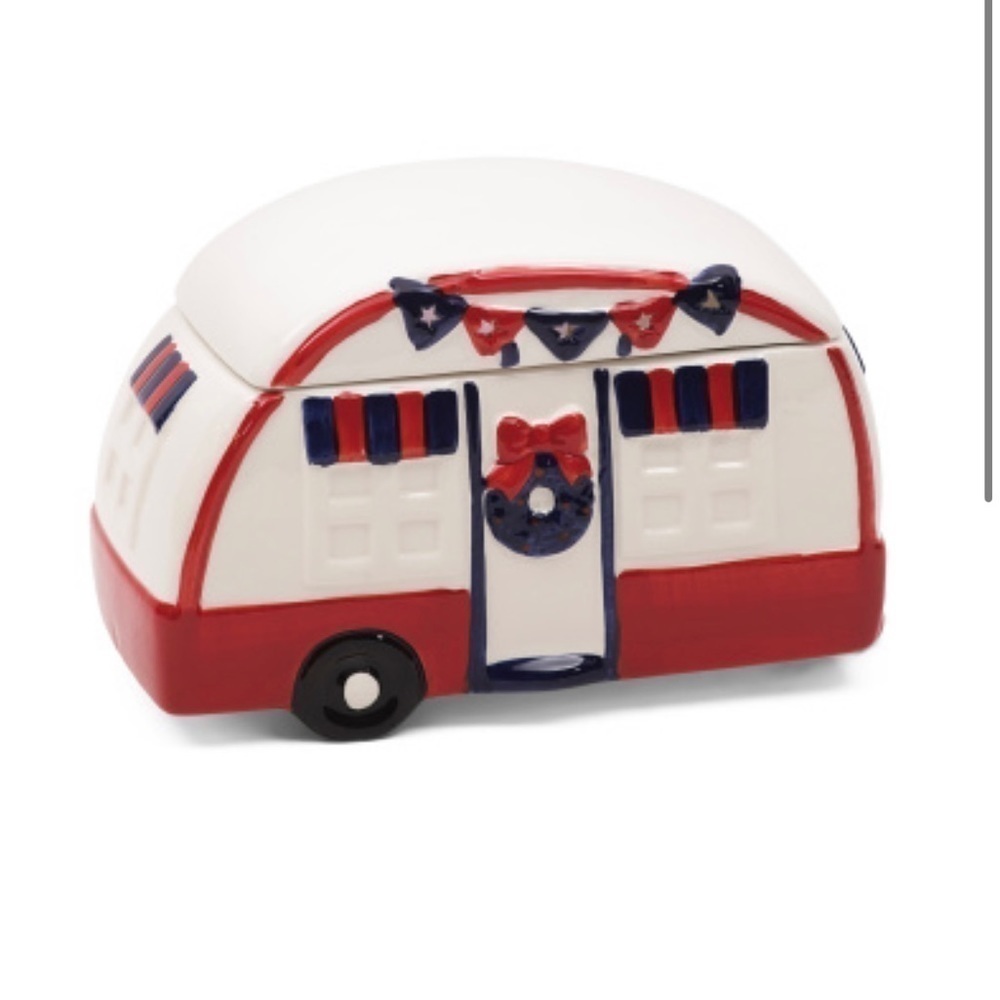 Ms. Liberty LED Patriotic Camper Cookie Jar